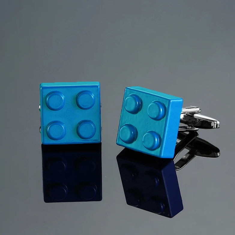 boutons de manchette Lego bleu ciel