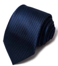 Cravate Rayée Bleu Foncé en Soie