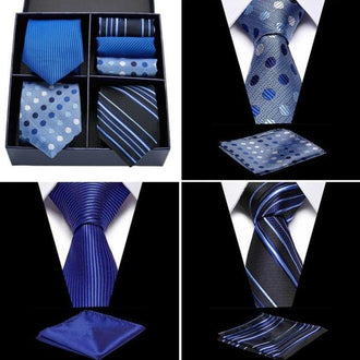 Coffret de Cravates Trio Bleu à Motifs - Cravate Prestige