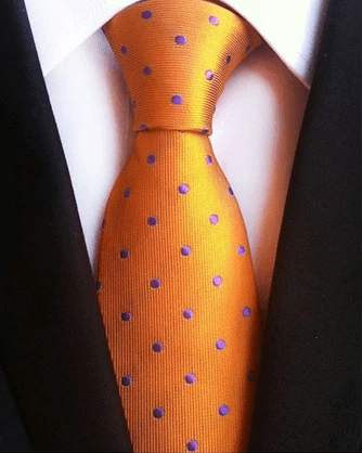 Cravate Orange à Pois Violet - Cravate Prestige
