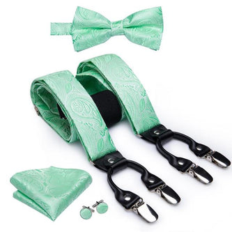 Nœud papillons et Bretelles Vert d'Eau Paisley