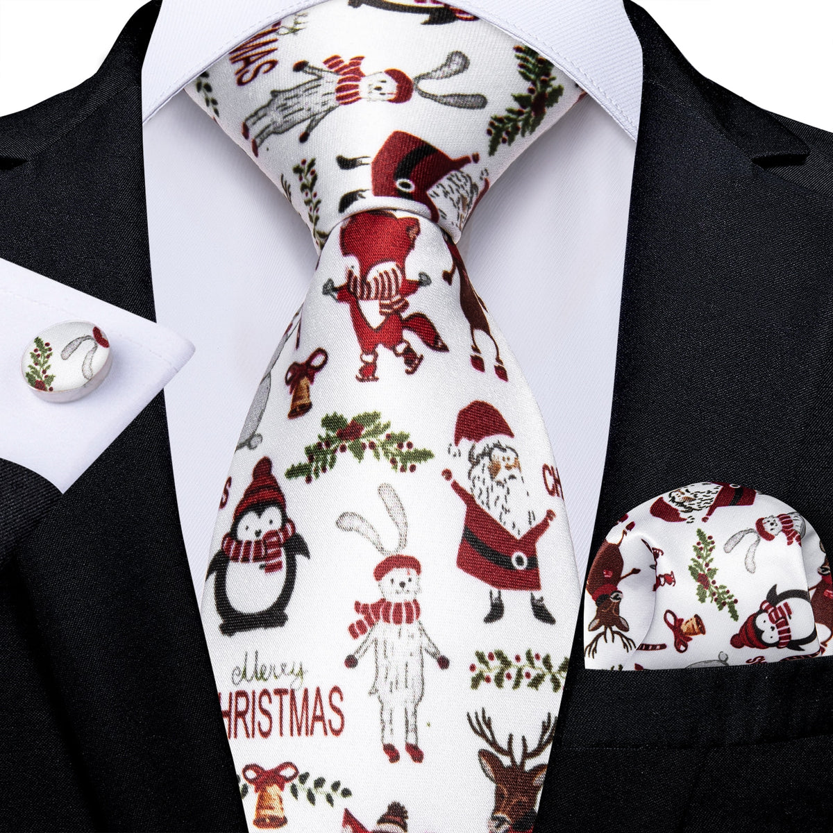 Lot De 3 Cravates De Noël En Soie - Motifs Festifs - Cadeau Personnalisé Pour Les Fêtes - 12