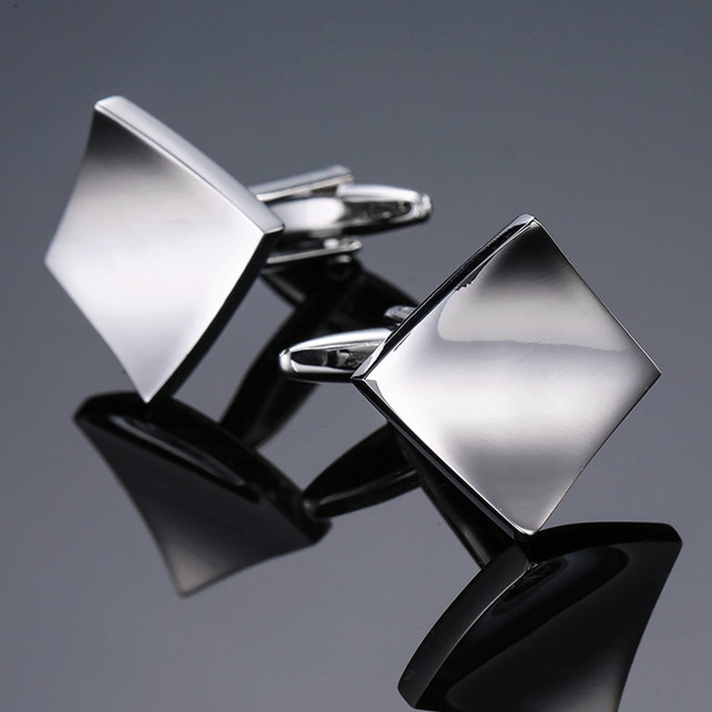 Boutons de Manchette Argent Décalé
