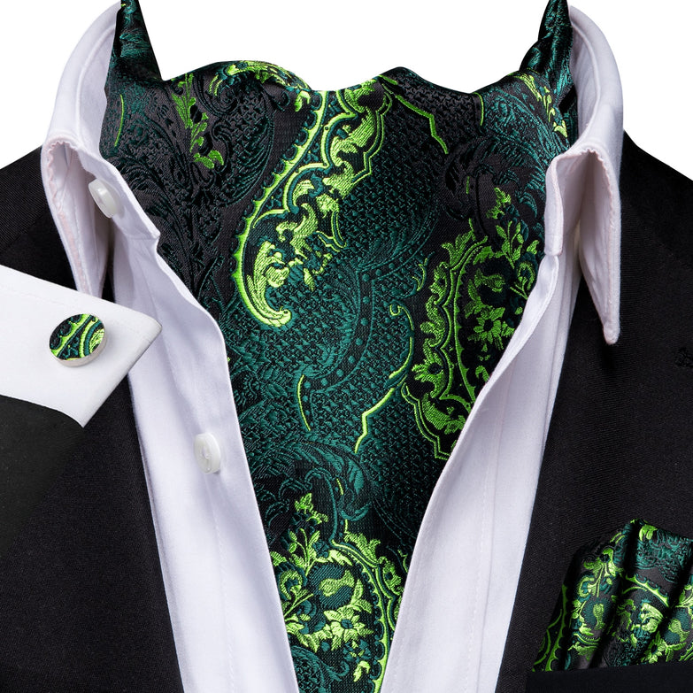 Cravate Ascot Vert Nature Baroque