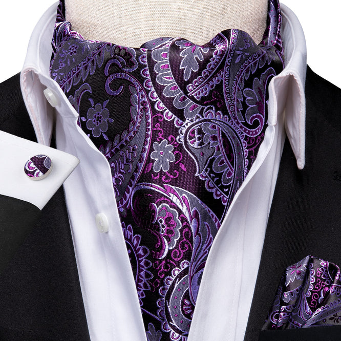 Cravate Ascot Violette Baroque