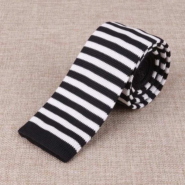 Cravate en Tricot Noir et Blanc - Cravate Prestige