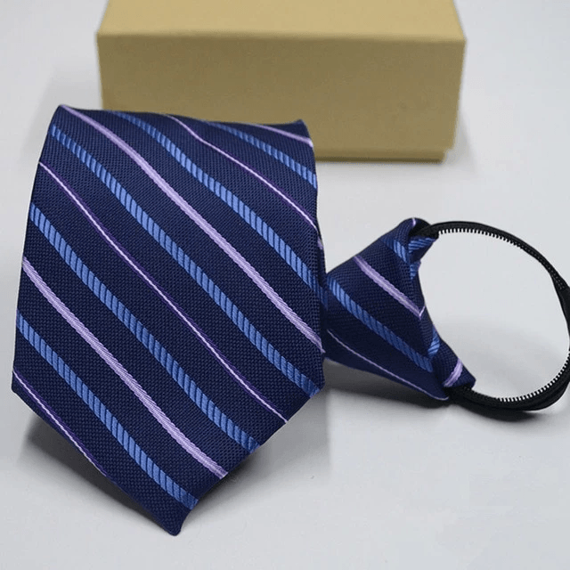 Cravate Pré-nouées Bleu Rayée & Violet Duo - Cravate Prestige
