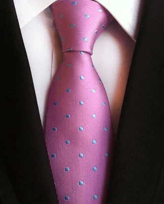 Cravate Rose à Pois Bleu - Cravate Prestige