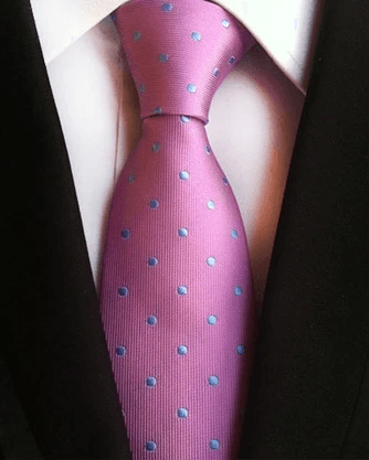 Cravate Rose à Pois Bleu - Cravate Prestige