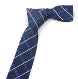 Cravate Slim Bleu Foncé Rayé Écossais - Cravate Prestige