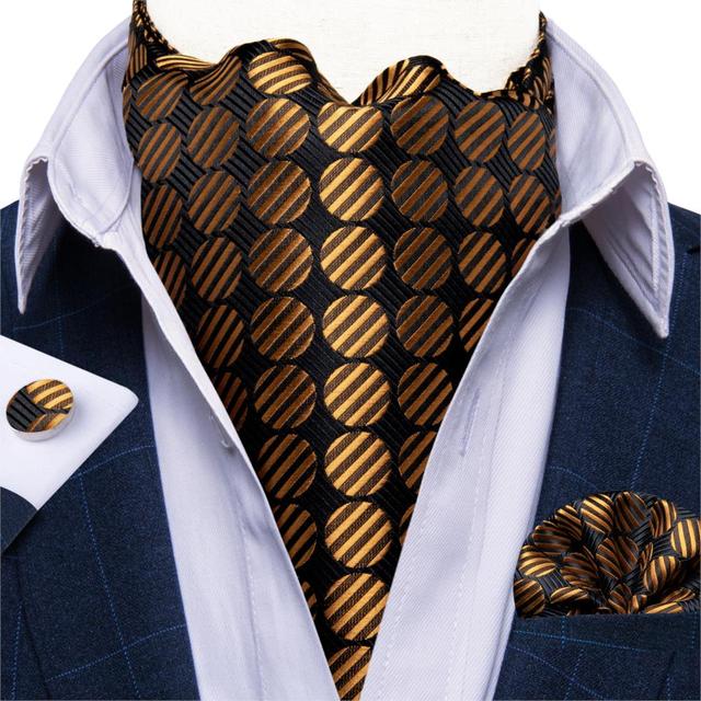Black Ascot Tie with Gold Polka Dots Black Ascot Tie with Gold Polka Dots