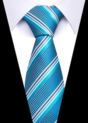 Cravate Homme Carreaux Ou Rayée 100% Coton - Vert Bleu Foncé Élégante Et Polyvalente DonDon