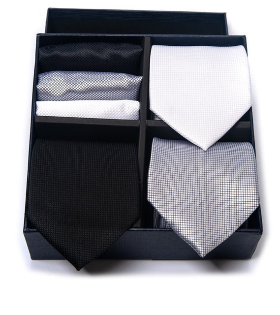 Cravates Trio Blanc Noir Gris